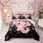 Kawaii Axolotl Pink Bedding Set for Teens