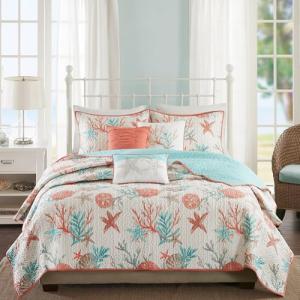 Madison Park Coastal Starfish Quilt Set, Full/Queen