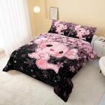 Kawaii Axolotl Pink Bedding Set for Teens
