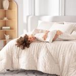 MUXHOMO 7-Piece Queen Comforter Set in Beige