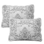 Damask 4-Piece Reversible Bedspread Set, White Queen