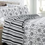French Medallion Black and White Quilt Set