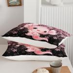 Kawaii Axolotl Pink Bedding Set for Teens