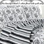 French Medallion Black and White Quilt Set