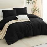 CozyLux Queen Black Comforter Set, 3 Pieces