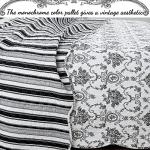 French Medallion Black and White Quilt Set