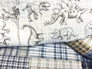 Cozy Dinosaur Plaid Twin Bedding Quilt Set