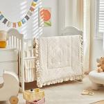 Boho Tufted Ruffle Crib Bedding Set - 3 Pieces