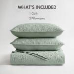 Madison Park Quebec Seafoam Quilt Set, 3 Piece