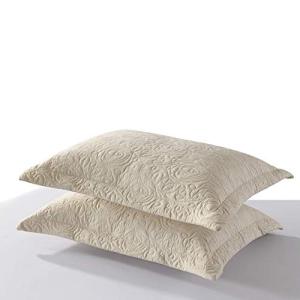 Beige Embroidered Pillow Shams Set of Two