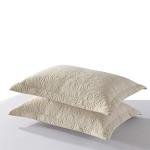 Beige Embroidered Pillow Shams Set of Two