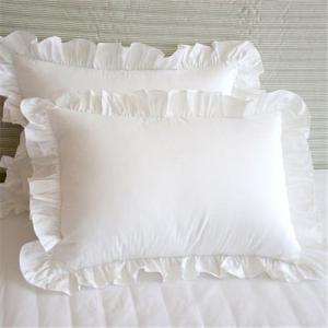 White Edge Ruffle Pillow Shams Set for Full/Queen