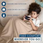 Twin Size Supersoft Fleece Bed Blanket - Beige