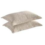 Beige Embroidered Pillow Shams Set of Two