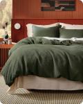 Bedsure Olive Green Cotton Duvet Cover Set