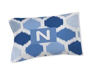 Monogrammed Letter N Blue Batik Pillow Sham