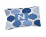 Monogrammed Letter N Blue Batik Pillow Sham