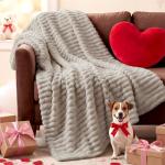 Bedsure GentleSoft Beige Fleece Throw Blanket 50x60