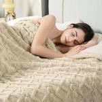 Cozy Khaki Fleece Throw Blanket for Women