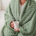 Super Soft Sage Green Fleece Throw Blanket 50”x60”