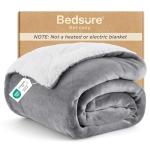 Bedsure Fluffy Sherpa Fleece Throw Blanket - Silver Grey