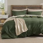 Bedsure Olive Green Waffle Duvet Cover Set