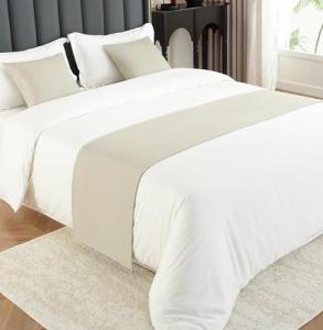 Beige Solid Bed Runner Scarf for Decor