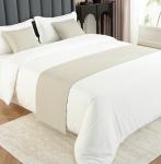 Beige Solid Bed Runner Scarf for Decor