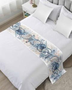 Ocean Seaweed King Size Bed Runner with Fish