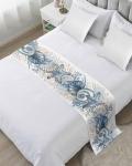 Ocean Seaweed King Size Bed Runner with Fish