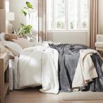 Bedsure Fluffy Sherpa Fleece Throw Blanket - Silver Grey