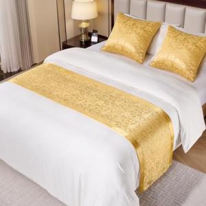 Gold Satin Bed Runner for King Size Beds