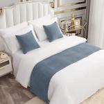 Blue Chenille Bed Runner for Modern Decor