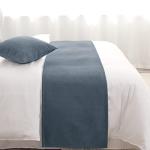 Blue Chenille Bed Runner for Modern Decor