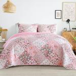 Whale Flotilla Pink Boho Floral Quilt Set