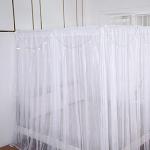 Queen Canopy Bed Curtains with Lights - White