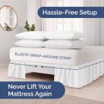 Queen Wrap Around Bed Skirt - White, 15-Inch Drop