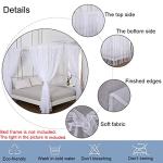 Queen Canopy Bed Curtains with Lights - White