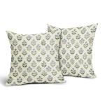 Blue Green Block Print Pillow Covers - Set of 2