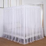 Queen Canopy Bed Curtains with Lights - White