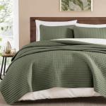 WRENSONGE Olive Green Queen Quilt Set with Shams