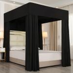 Mengersi Black Sheer Canopy Curtains for Beds