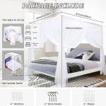 White Canopy Bed Curtains for Girls and Adults