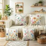 Spring Floral Pillow Covers 18x18 for Home Decor
