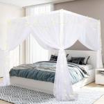 White Canopy Bed Curtains for Girls and Adults