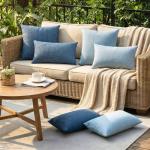 Waterproof Outdoor Throw Pillow Covers, 2-Pack, Indigo