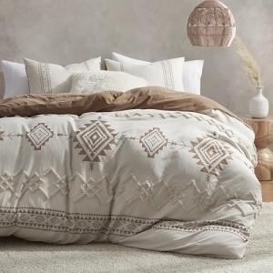 Boho King Size Duvet Cover Set in Beige-Terracotta