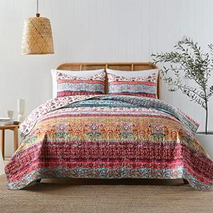 Reversible Boho Floral Quilt Set - King Size