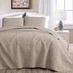 Khaki Queen Oversized Bedspread Set with Medallions