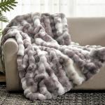 Cozy Faux Fur Throw Blanket, Brown Tie-Dye 127x152 cm